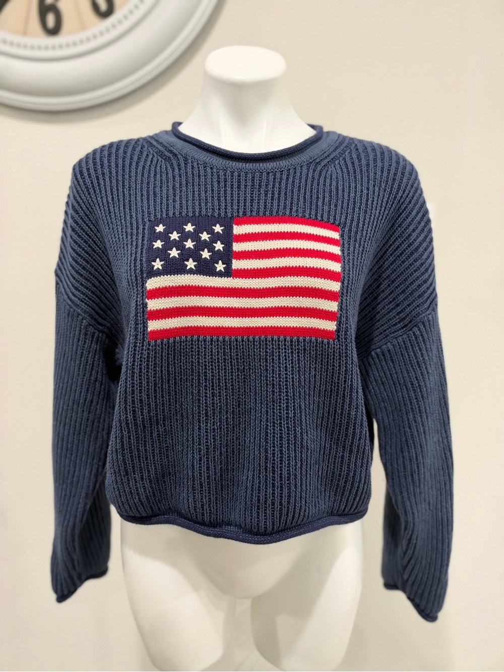 Gap 100% cotton oversized crop Americana sweater women’s medium